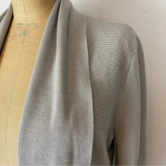 🌷 3/$30 Cyrus Casual Light Grey Ribbed Knit Open Cardigan Size L - Picture 2 of 9